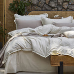Bedding Set Washed Cotton-Linen Crochet Lace Trim 4-Piece