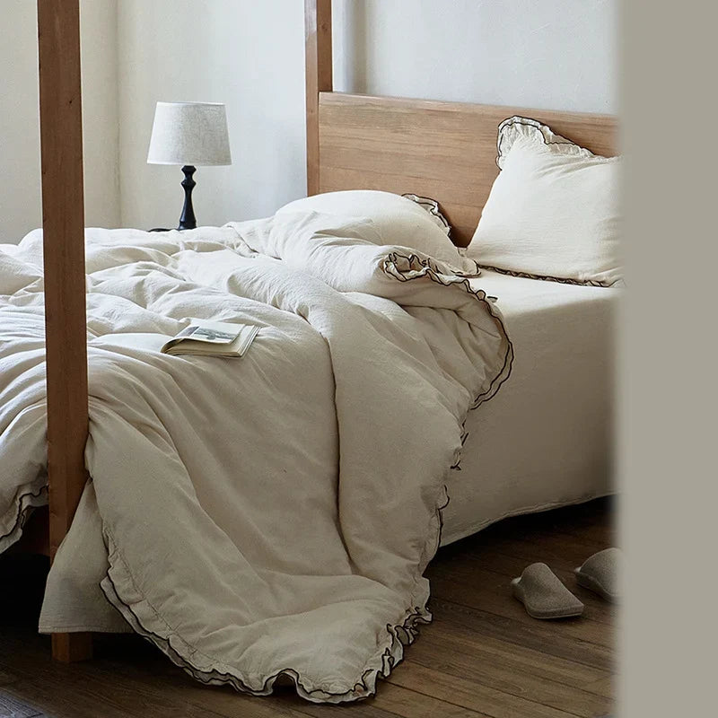 Bedding Set Washed Linen-Cotton Temperature-Regulating 4-Piece