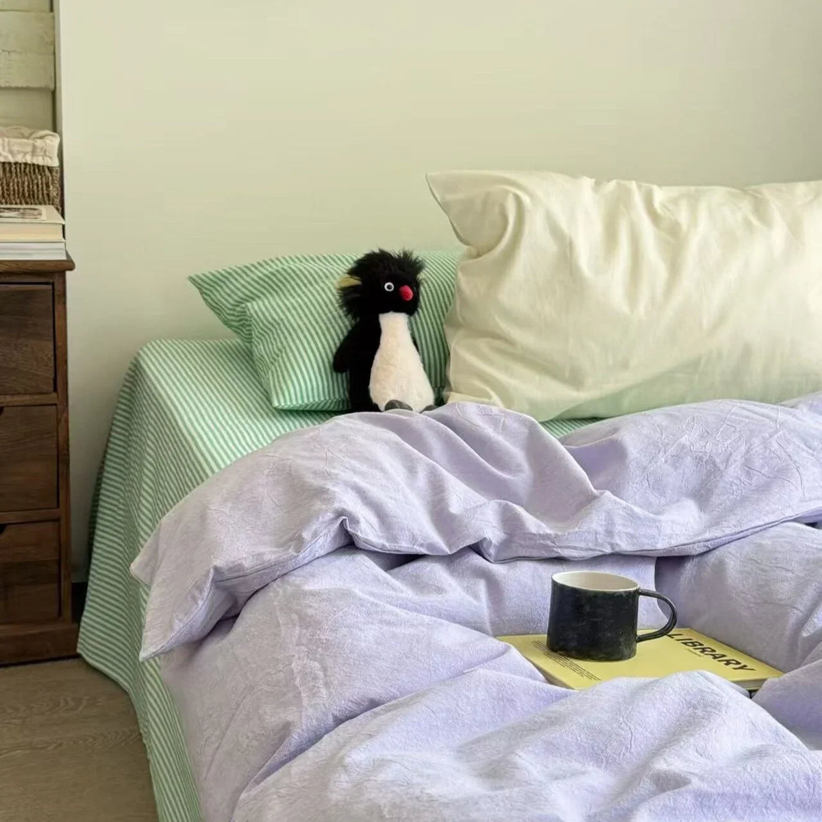 Bedding Set Washed Linen Duvet Cover & Pillowcases
