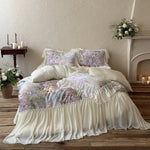Bedding Set Watercolor Floral Gathered Ruffle