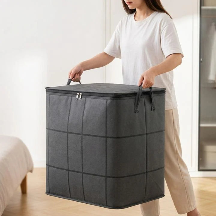 Bedding Storage Bag Double Zipper Dust Protection Foldable Design