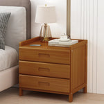 Bedside Nightstand Bamboo Drawer Storage Compact Square Design