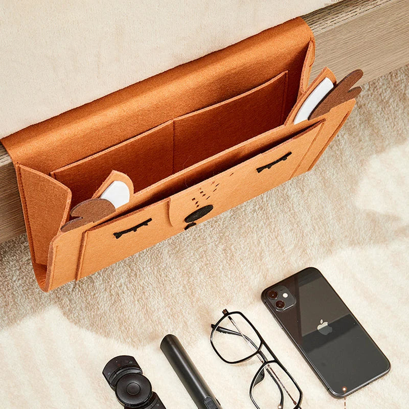 Bedside Organizer Felt Hanging Multi-Pocket Storage For Tablets & Books