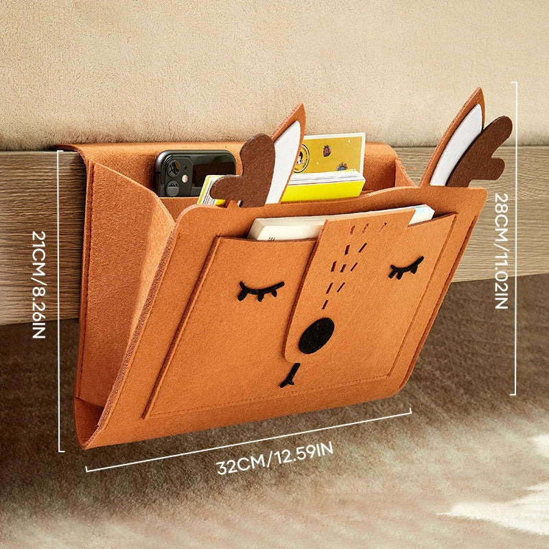 Bedside Organizer Felt Hanging Multi-Pocket Storage For Tablets & Books