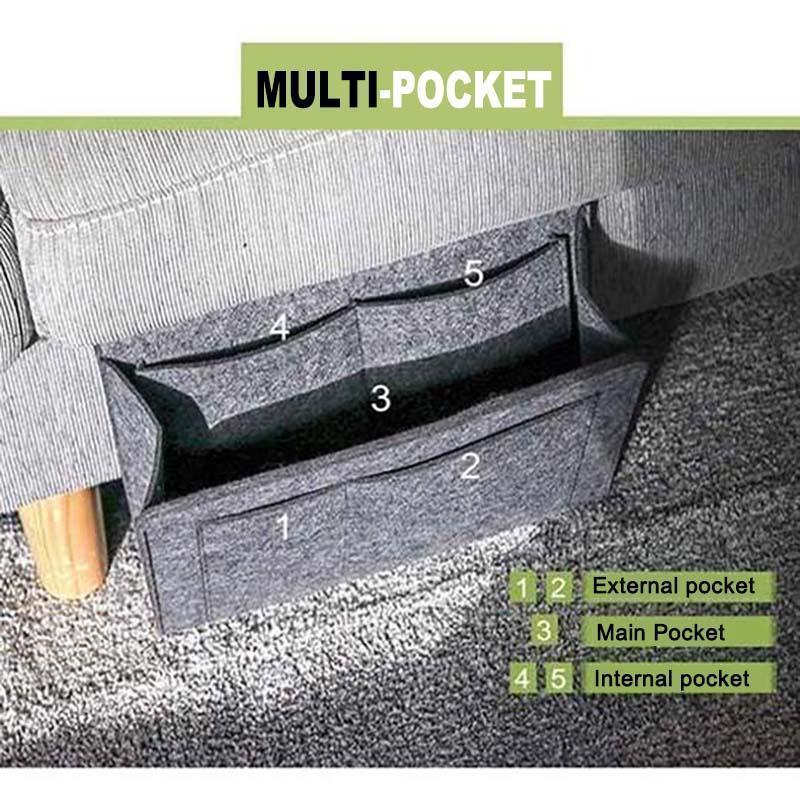 Bedside Organizer Felt Hanging Multi-Pocket Storage For Tablets & Books