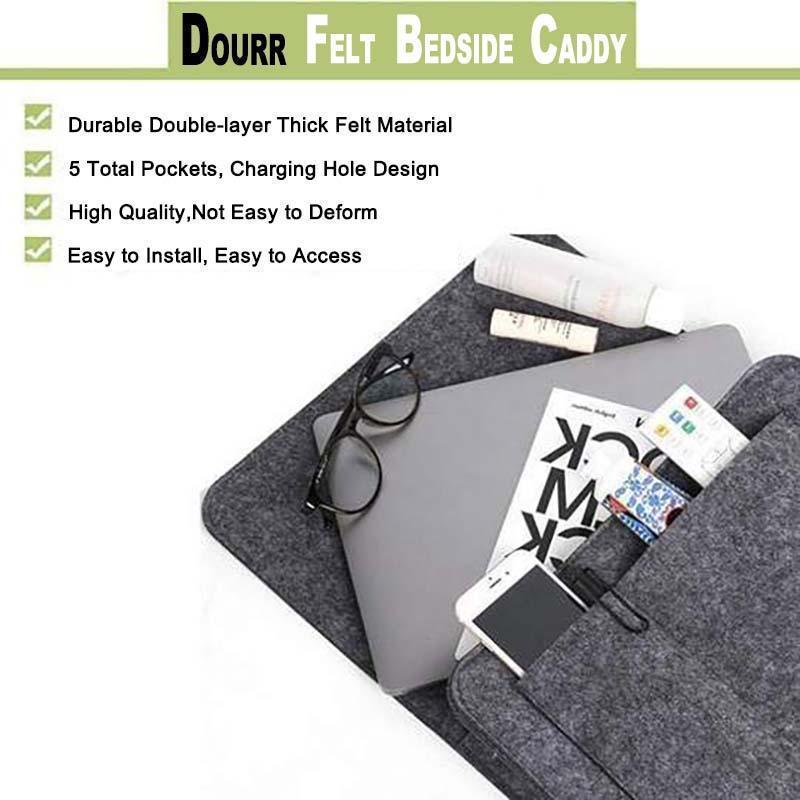 Bedside Organizer Felt Hanging Multi-Pocket Storage For Tablets & Books