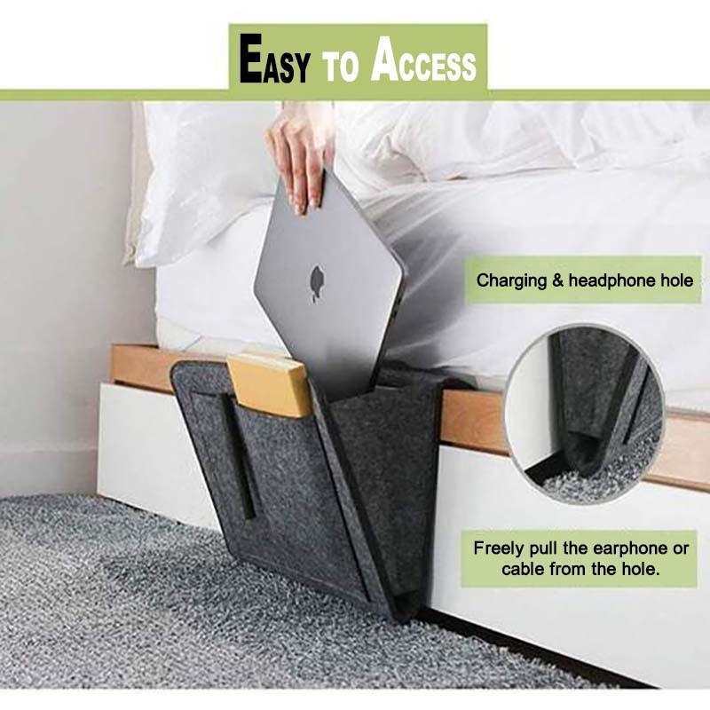 Bedside Organizer Felt Hanging Multi-Pocket Storage For Tablets & Books