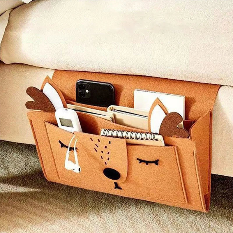 Bedside Organizer Felt Hanging Multi-Pocket Storage For Tablets & Books