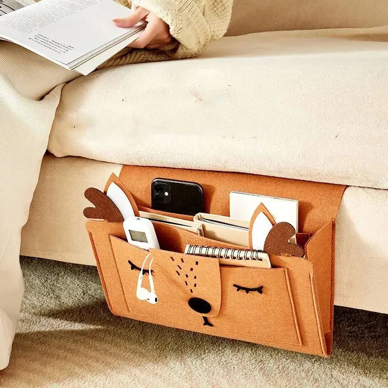 Bedside Organizer Felt Hanging Multi-Pocket Storage For Tablets & Books