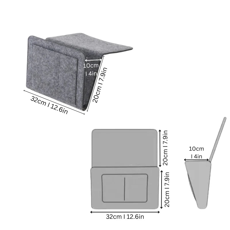 Bedside Organizer Waterproof Felt Multi-Pocket With Cable Slots