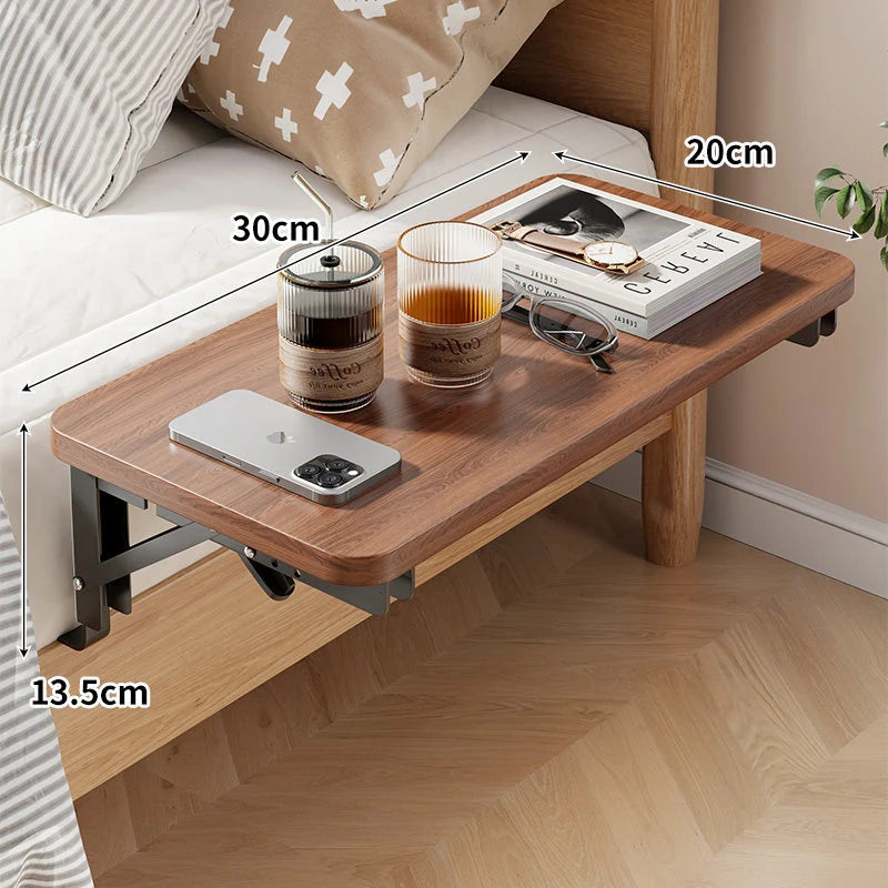 Bedside Shelf Wood Top Foldable Wall-Mounted Design