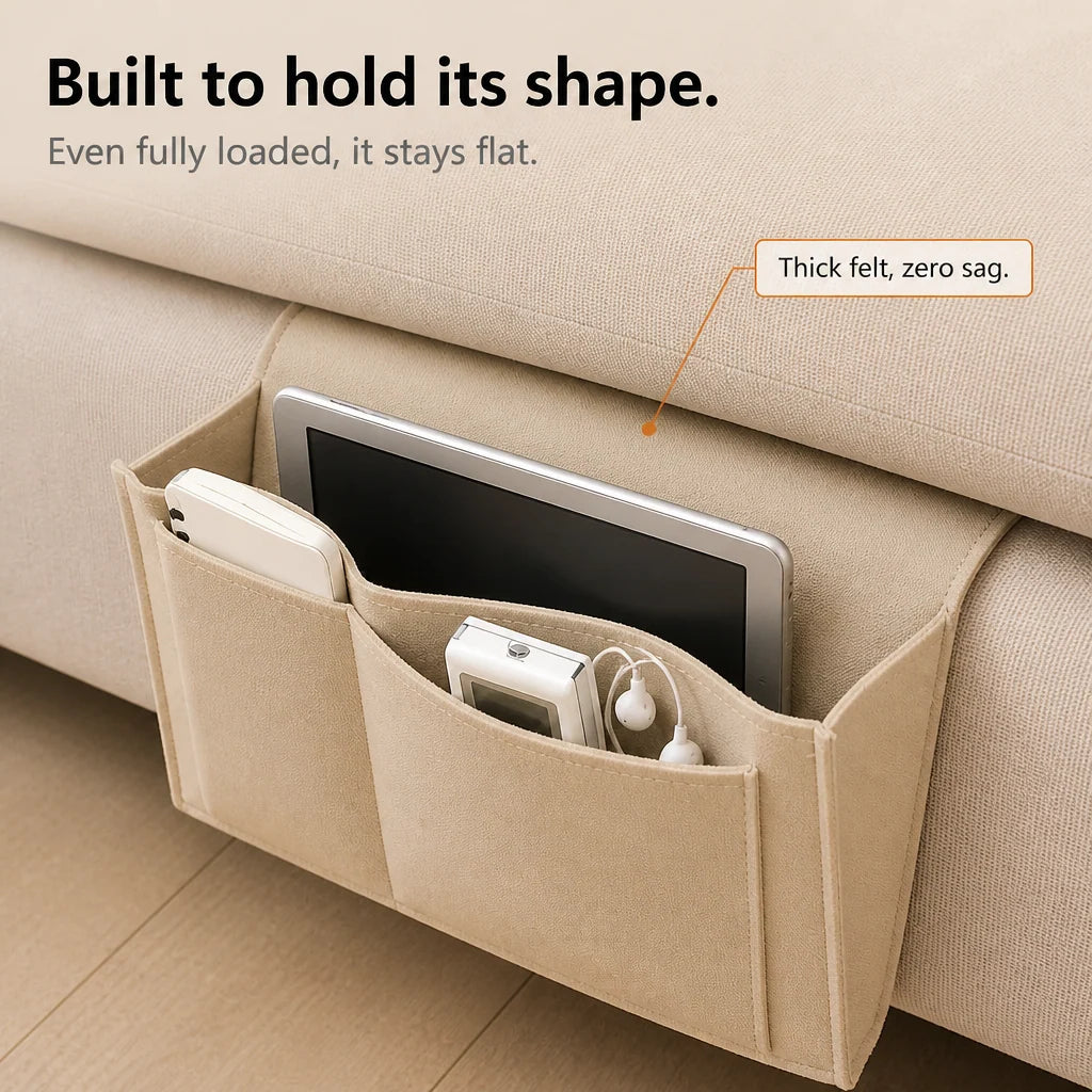 Bedside Storage Organizer Under-Mattress Felt Multiple Pockets