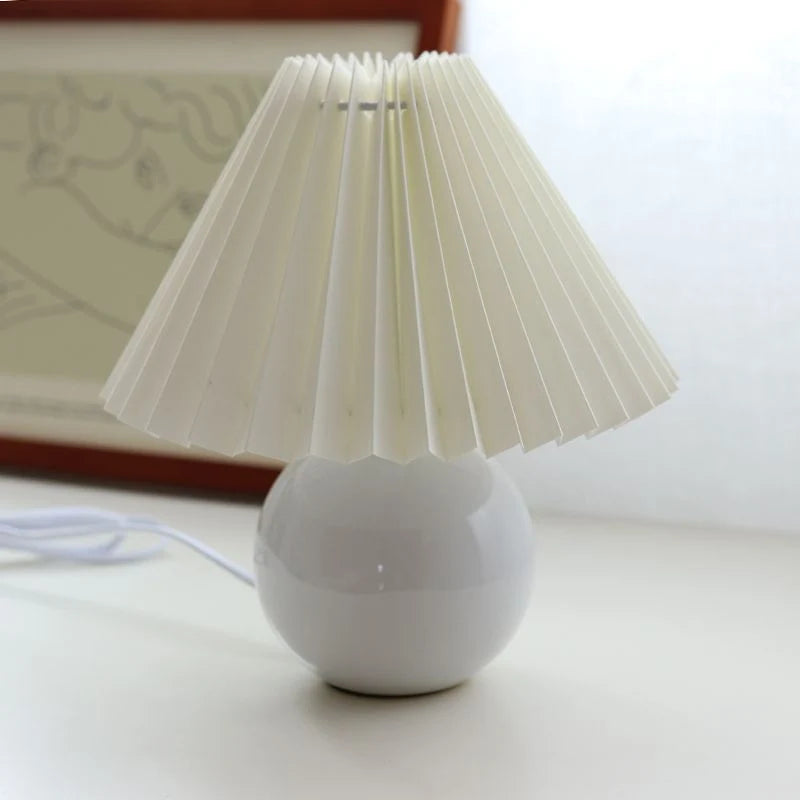 Bedside Table Lamp Folded Shade Ceramic Base