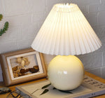 Bedside Table Lamp Folded Shade Ceramic Base