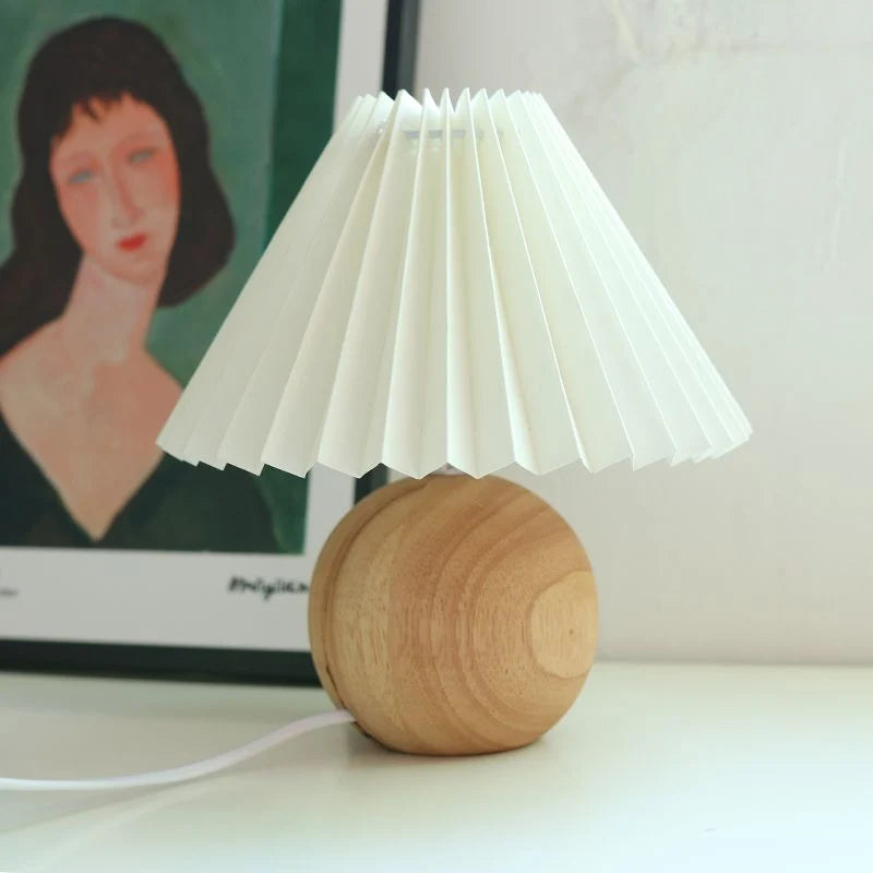 Bedside Table Lamp Folded Shade Ceramic Base