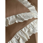 Bedspread Set 4-Piece Cotton Gauze Quilted Embroidered Ruffles