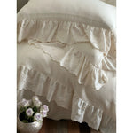 Bedspread Set 4-Piece Cotton Gauze Quilted Embroidered Ruffles