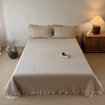 Bedspread Set Quilted Cotton & Ruffled Edge Includes Pillowcases