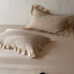 Bedspread Set Quilted Cotton & Ruffled Edge Includes Pillowcases