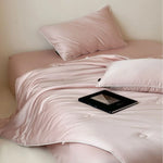 Bedspread Set Quilted Satin Piped Edges & Button Detail