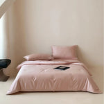 Bedspread Set Quilted Satin Piped Edges & Button Detail