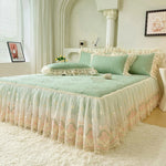 Bedspread Set Ruffled Edges Machine Washable 4-Piece