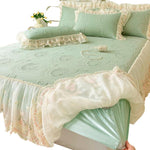Bedspread Set Ruffled Edges Machine Washable 4-Piece