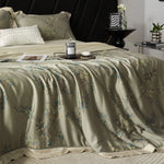Bedspread Set Satin Floral Jacquard Embroidery