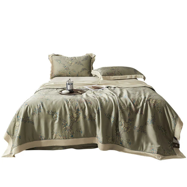 Bedspread Set Satin Floral Jacquard Embroidery