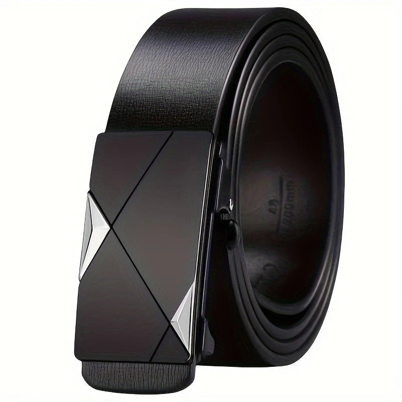 Belt Automatic Ratchet Buckle Full-Grain Cowhide Leather