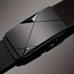 Belt Full-Grain Leather Automatic Ratchet Buckle