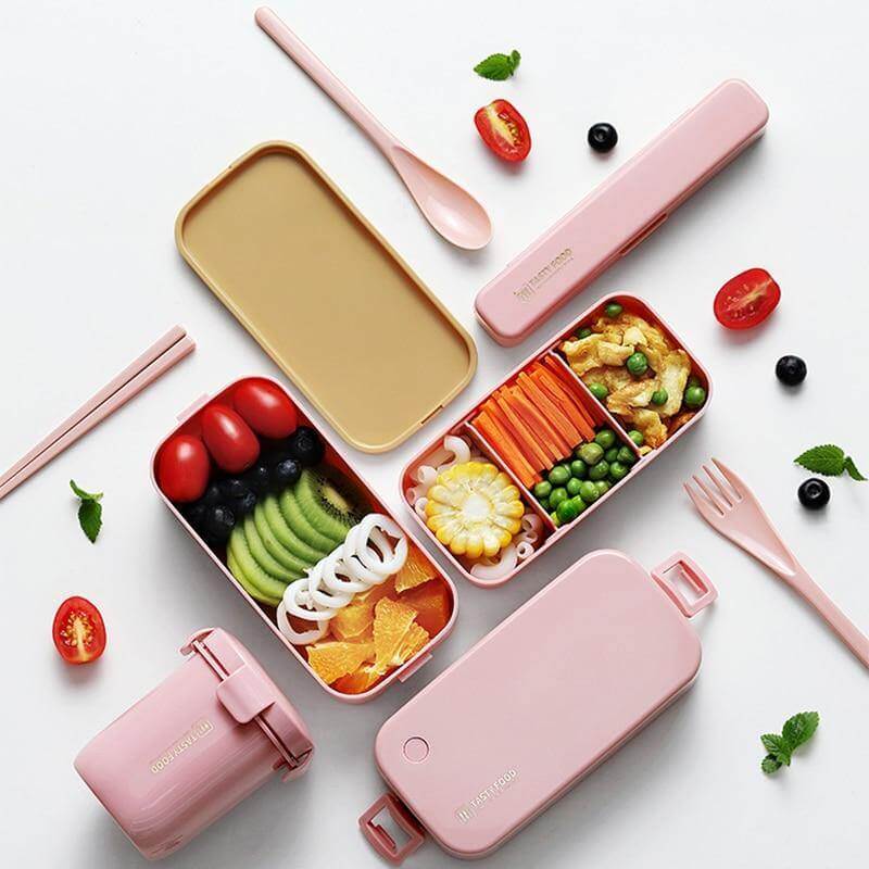 Bento Lunch Box Two-Layer Airtight Microwave-Safe