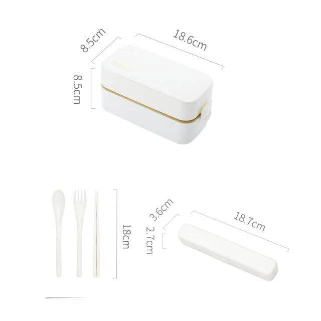 Bento Lunch Box Two-Layer Airtight Microwave-Safe