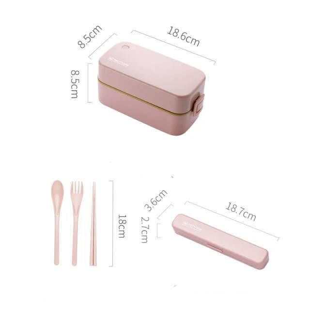 Bento Lunch Box Two-Layer Airtight Microwave-Safe