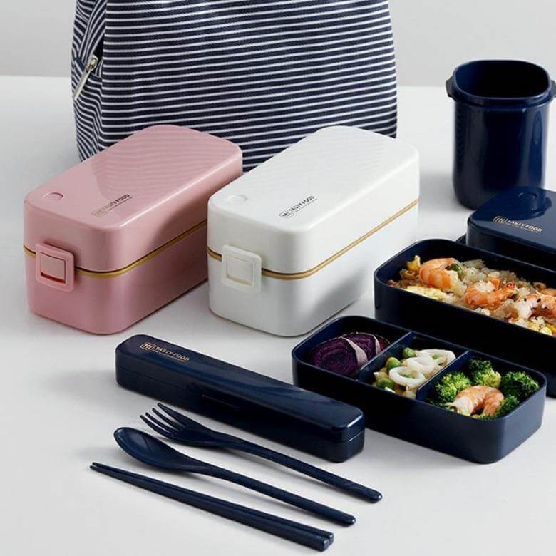 Bento Lunch Box Two-Layer Airtight Microwave-Safe