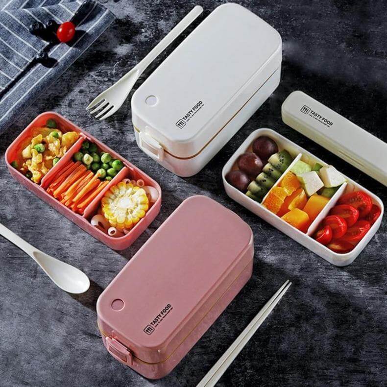 Bento Lunch Box Two-Layer Airtight Microwave-Safe
