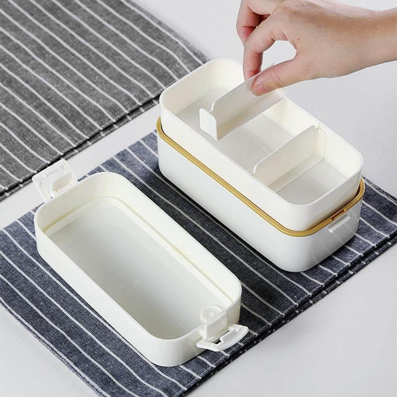 Bento Lunch Box Two-Layer Airtight Microwave-Safe