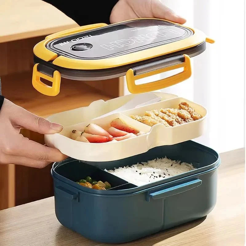 Bento Lunchbox Two-Tier Fork & Spoon Included
