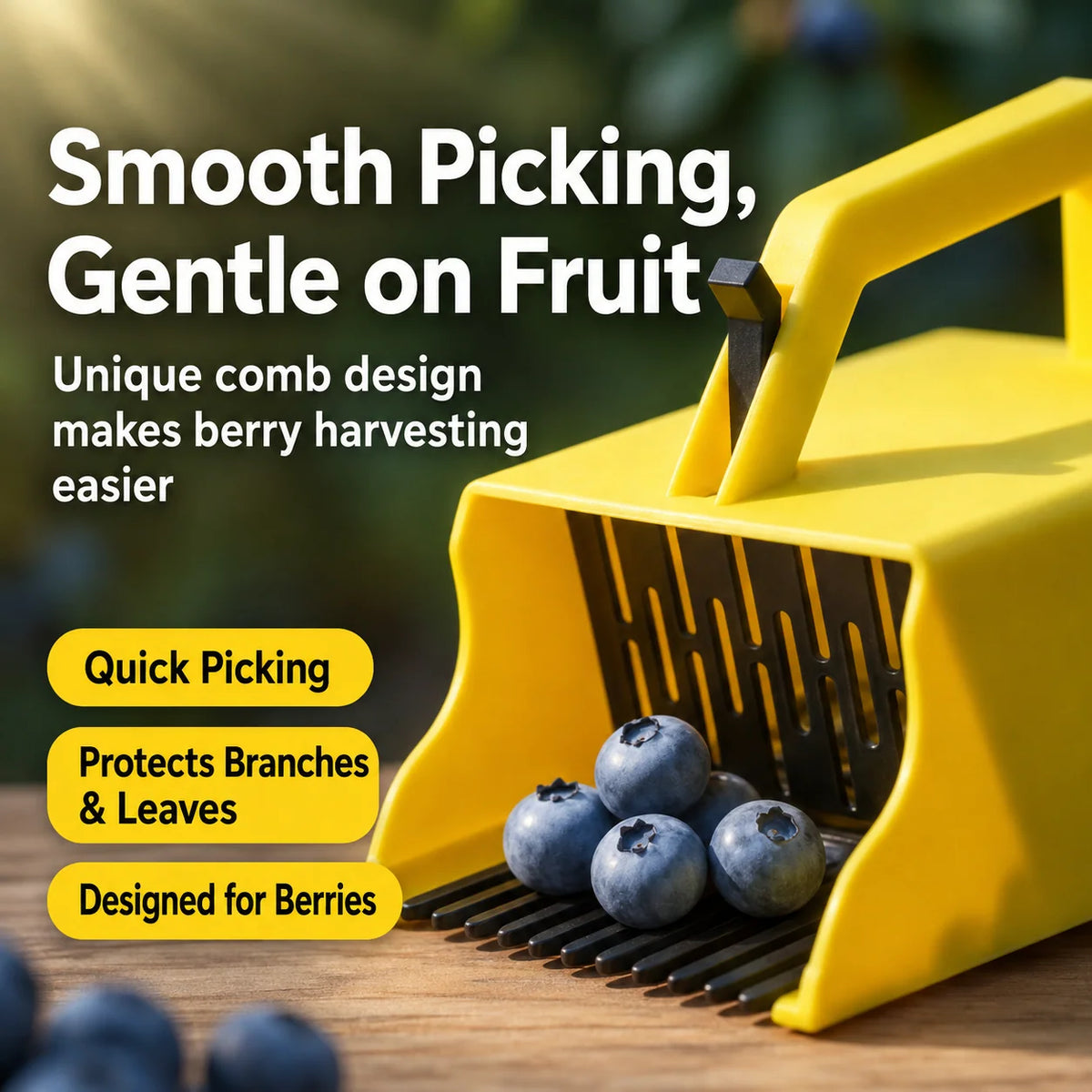 Berry Picker Comb-Style Rake Built-In Collection Box Lightweight PLA