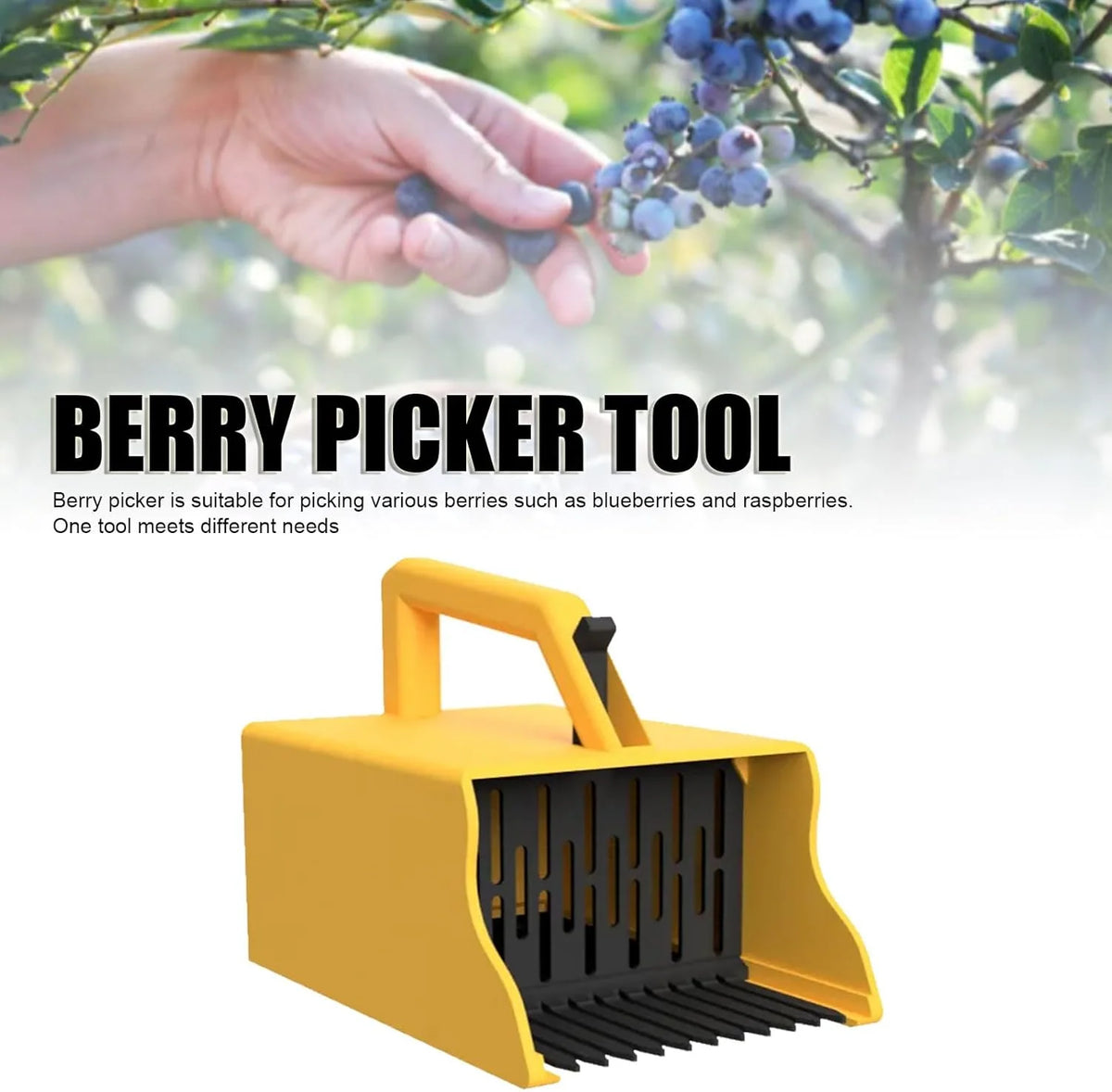 Berry Picker Comb-Style Rake Built-In Collection Box Lightweight PLA