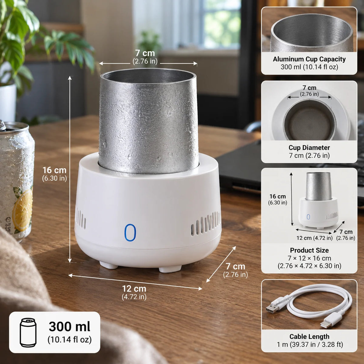 Beverage Cooler Rapid Cooling USB-C Powered