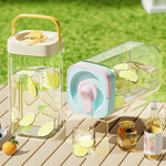 Beverage Dispenser Built-In Tap Fridge-Friendly Shape With Carry Handle