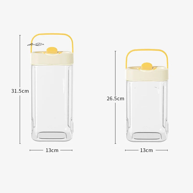 Beverage Dispenser Built-In Tap Fridge-Friendly Shape With Carry Handle