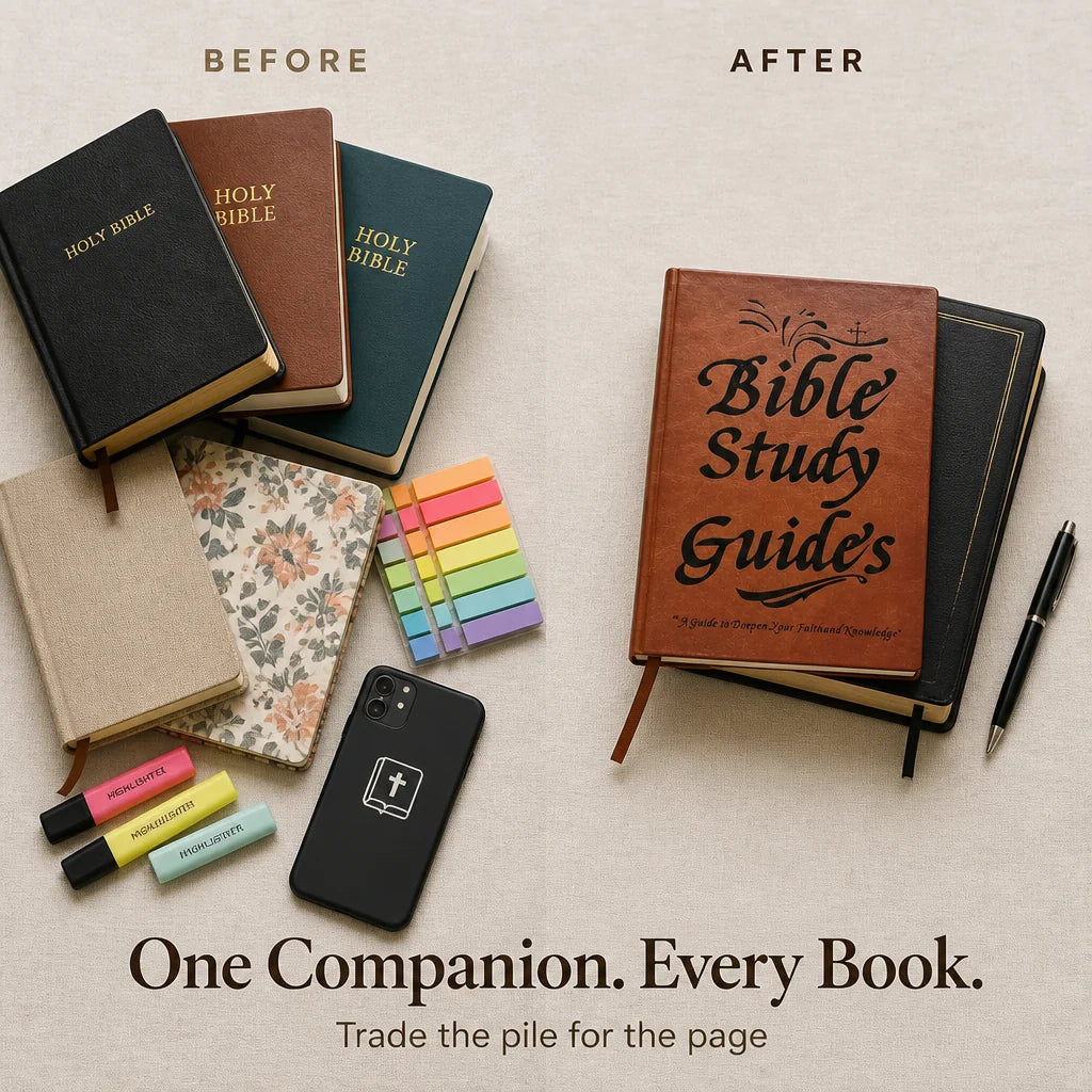 Bible Study Guide Faux Leather Hardcover Ribbon Bookmark for 66 Books