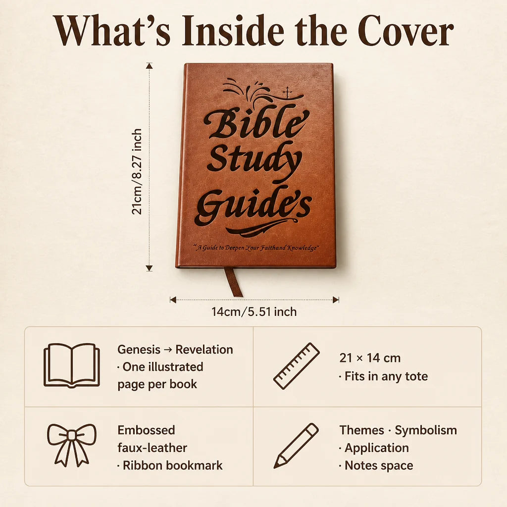 Bible Study Guide Faux Leather Hardcover Ribbon Bookmark for 66 Books