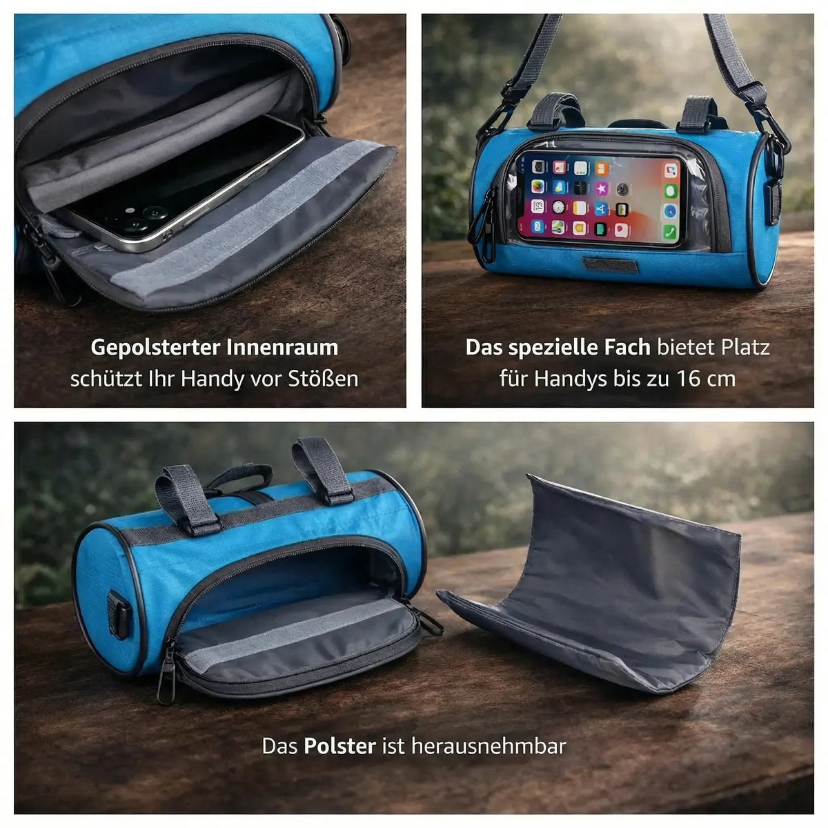 Bicycle Handlebar Bag Touchscreen Phone Holder Water-Resistant Storage