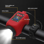 Bicycle Horn & Headlight 110dB Rechargeable Split Remote Control