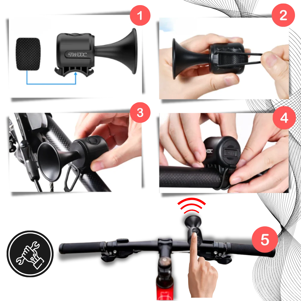 Bike Horn 120 dB Weather-Resistant Quick-Install
