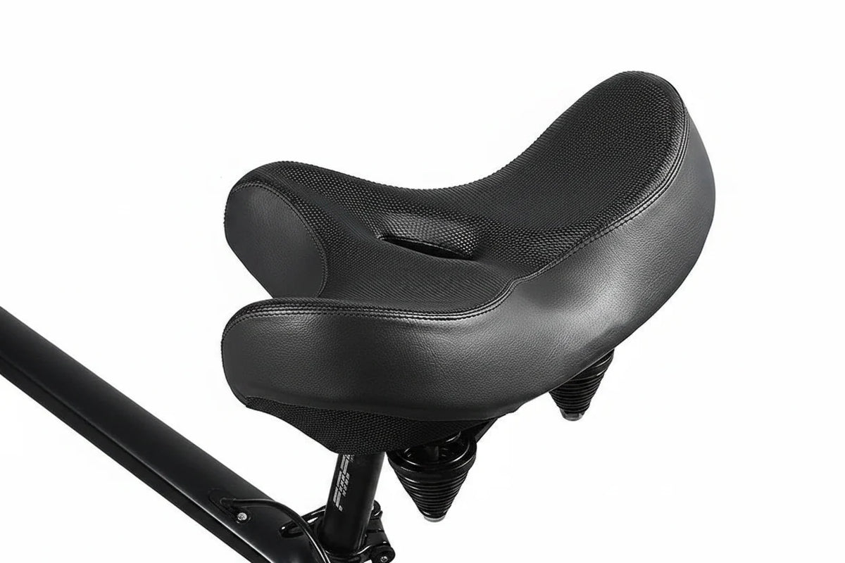 Bike Saddle Extra Wide Shock-Absorbing Leather-Look