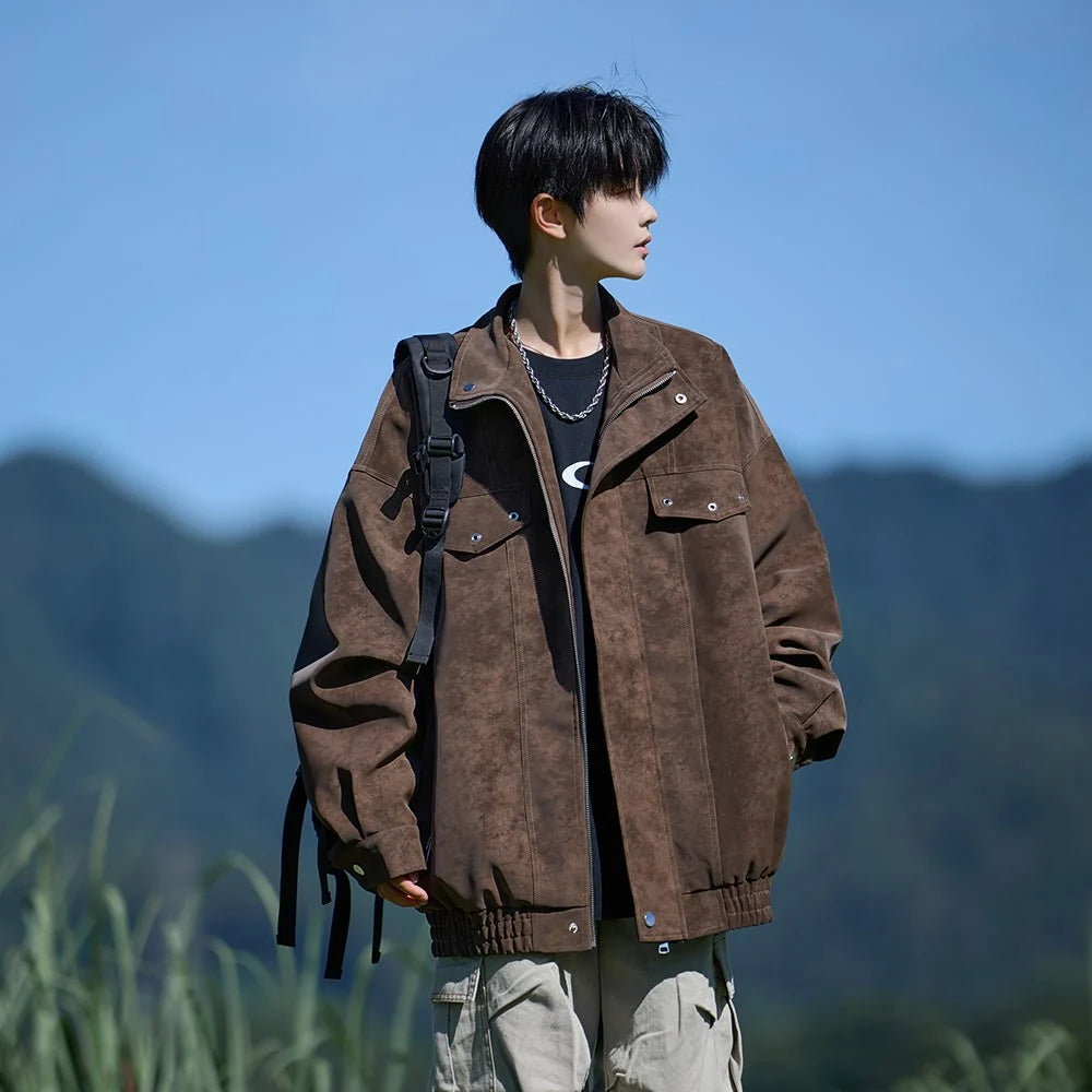 Biker Jacket Leather-Look Oversized Fit Adjustable Waist Belt